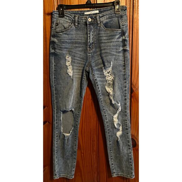 Kancan high rise distressed straight leg jeans size 7/27 - Picture 1 of 3